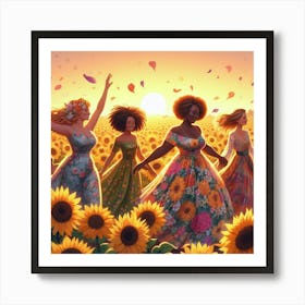 Women In Sunflowers Poster