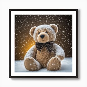 Teddy Bear In Snow 1 Art Print
