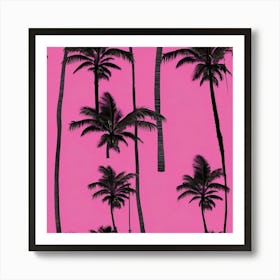 Palm Trees On A Pink Background Art Print