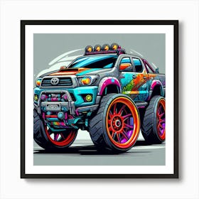 Toyota Hilux Pickup Truck Vehicle Colorful Comic Graffiti Style Art Print