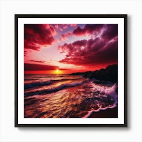 Sunset At The Beach 273 Art Print