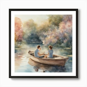 Couple In A Boat 1 Art Print