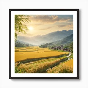 Rice Fields At Sunset Art Print