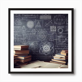 Chalkboard With Books Art Print