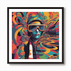 New Poster For Ray Ban Speed, In The Style Of Psychedelic Figuration, Eiko Ojala, Ian Davenport, Sci (4) Art Print