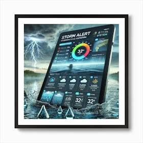 A High Tech Smart Tablet Showcasing The Storm Aler Art Print