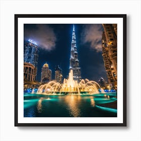 Dubai At Night  Art Print