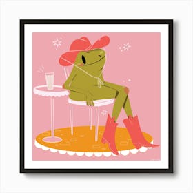 Cowboy Frog drinking an iced Coffee 1 Art Print