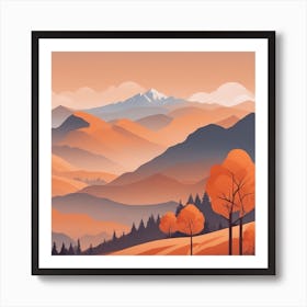 Misty mountains background in orange tone 23 Art Print