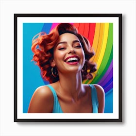 Rainbow Woman Smiling Art Print