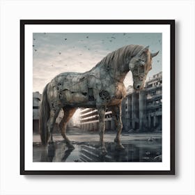 Horse In The City 1 Art Print