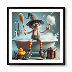 Wizard In The Bath 1 Art Print