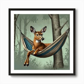 Deer In Hammock Art Print