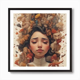 Girl With A Lot Of Hair Art Print