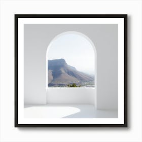 Arched Window With Mountain View Art Print