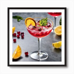 Cocktail With Cranberries Art Print