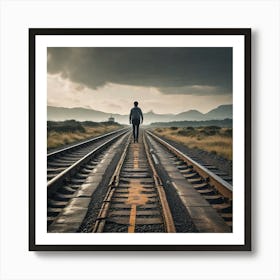 A Person Stepping Onto A Train Platform A Road Winding Through Changing Landscapes Or A Ship Sailing 612465554(1) Art Print