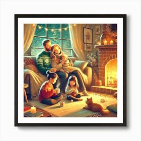 Joyful Moments A Whimsical Family Enjoying A Cozy Evening Together Art Print Affiche