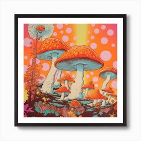 Psychedellic Mushroom Square 1 Art Print