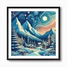 Winter Village Art Print