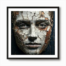 Firefly Face, Cracks, Spots, Chips, Textured, Weathered, Aged, Worn, Detailed, Intricate, Expressive (9) Art Print