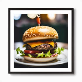 Hamburger On A Plate 46 Art Print