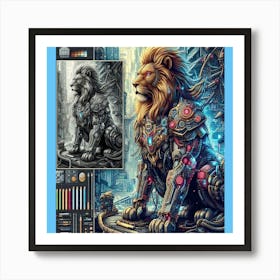 Lion Art Piece / Abstract / art pallet Art Print