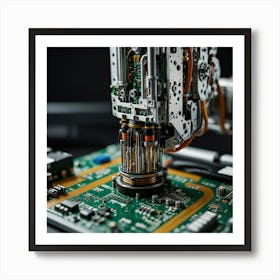 Robot Is Working On A Circuit Board 1 Art Print