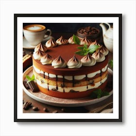 Chocolate Cake With Coffee Art Print