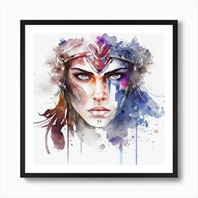 Watercolor Warrior Woman #1 Art Print