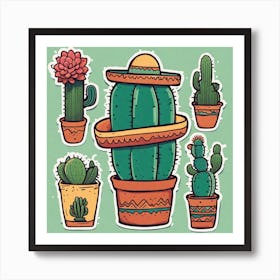 Cactus Set 1 Art Print