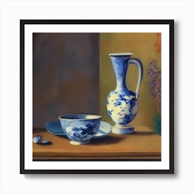 Pottery Blue Details Art Print