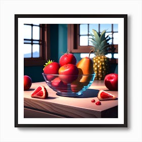 Fruit In A Glass Bowl Art Print