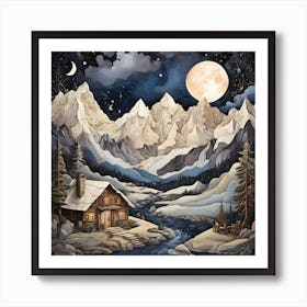 Cabin In The Mountains 2 Art Print