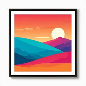 Landscape At Sunset 2 Art Print