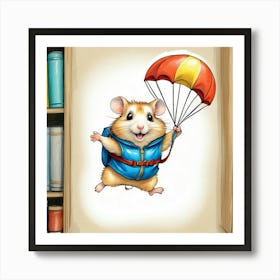 Hamster With Parachute Art Print