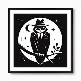 Owl In Hat 3 Art Print