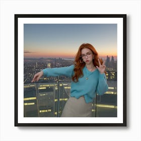 K-Pop Girl At Sunset Art Print