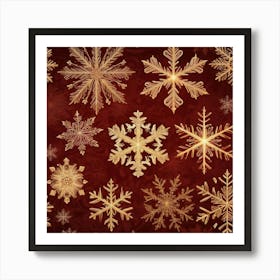 Description Luxurious Wallpapers Featuring Rich Red And Gold Hues Intricate Snowflakes And Glowin Art Print