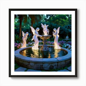 Angels In A Fountain Art Print