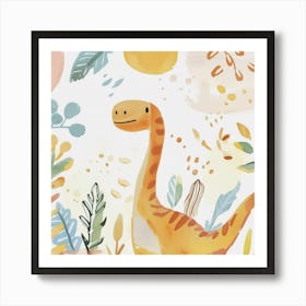 Cute Muted Pastel Gallimimus Dinosaur 3 Art Print