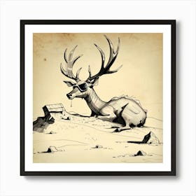 Deer In The Desert Poster