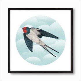 Flying Swallow Square Art Print