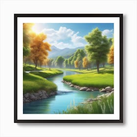 Landscape - Digital Art Art Print