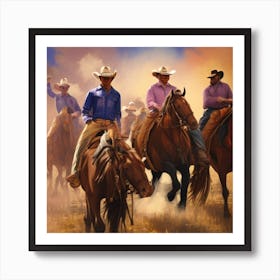 Cowboys On The Range Art Print