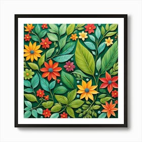 Paper Flowers Background Art Print