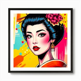 Geisha Pop Color Illustration 1 Poster