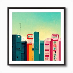 Downtown Tokyo Square Art Print