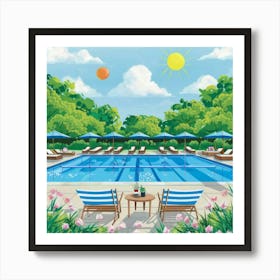 Summertime Swimming Pool Art Print 2 Art Print