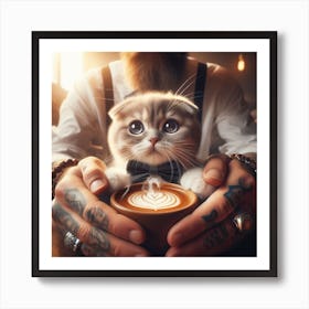 Cat With A Cup Of Coffee Art Print